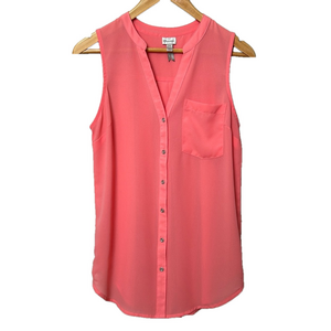 Dynamite Blouse Sleeveless Button Down Pleated Women’s